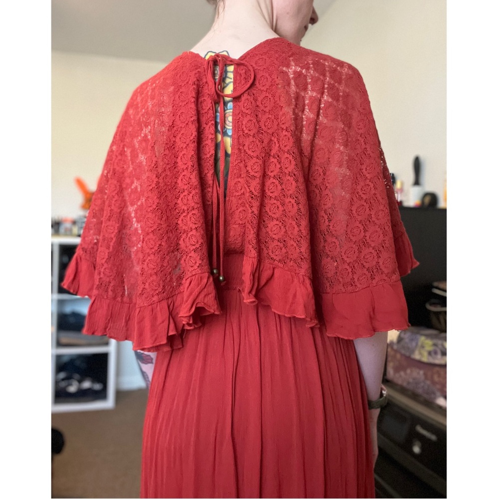 Three Bird Nest Rust/Orange Boho Maxi Dress SM
